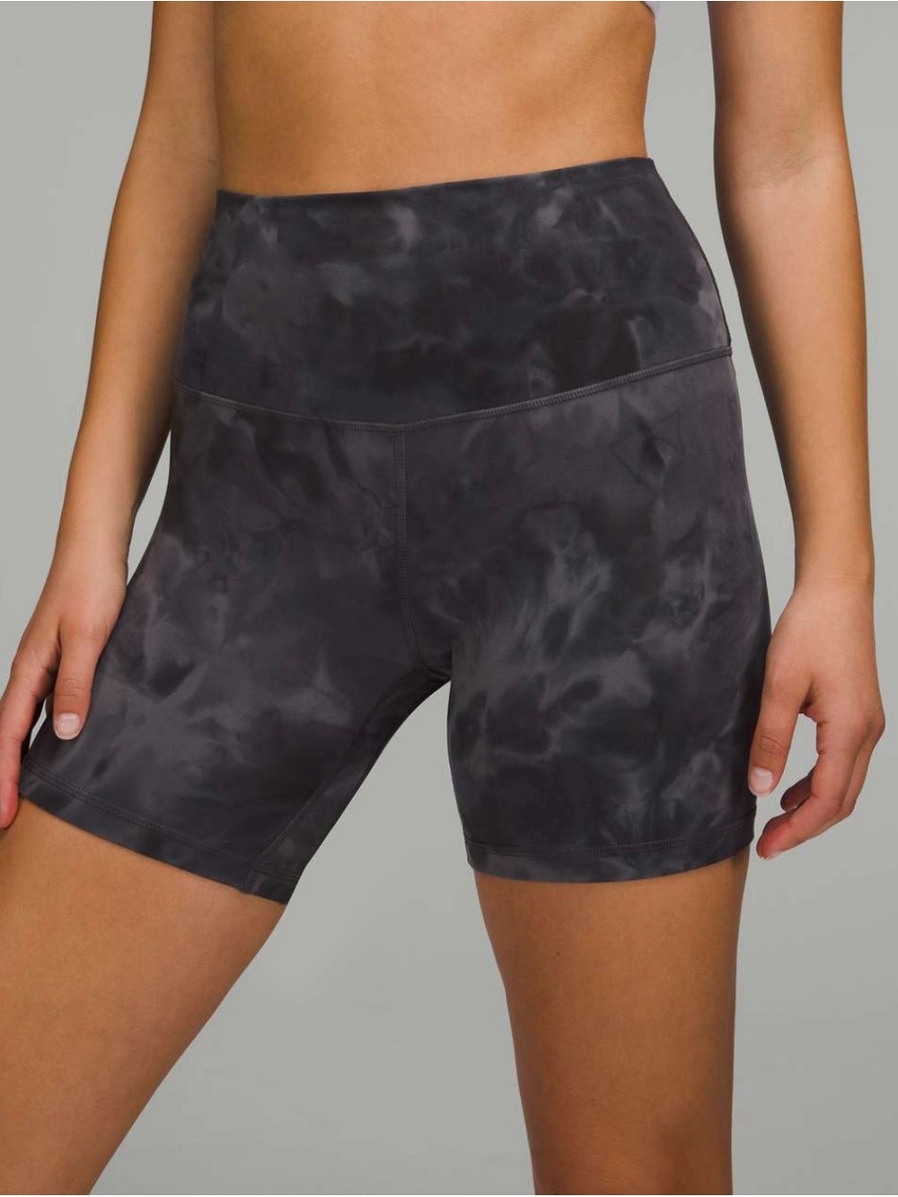 lululemon athletica Black Gray Tie-Dye High-Rise Bike Shorts 6"